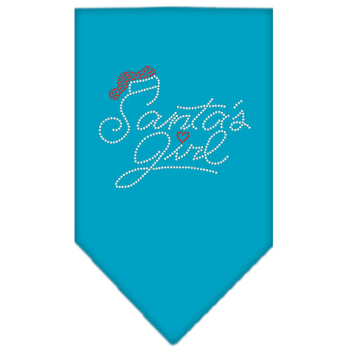 Santa's Girl Rhinestone Bandana Turquoise Large